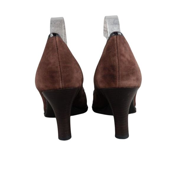 Sofft Shoes Womens 9.5 Pumps Heels Leather Fashion Peep Toe Classic Brown Bow - Picture 5 of 15